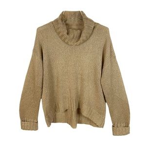 Charlotte Russe Hi-Low Curved/Cropped Front Cowl Neck Cuffed Sweater